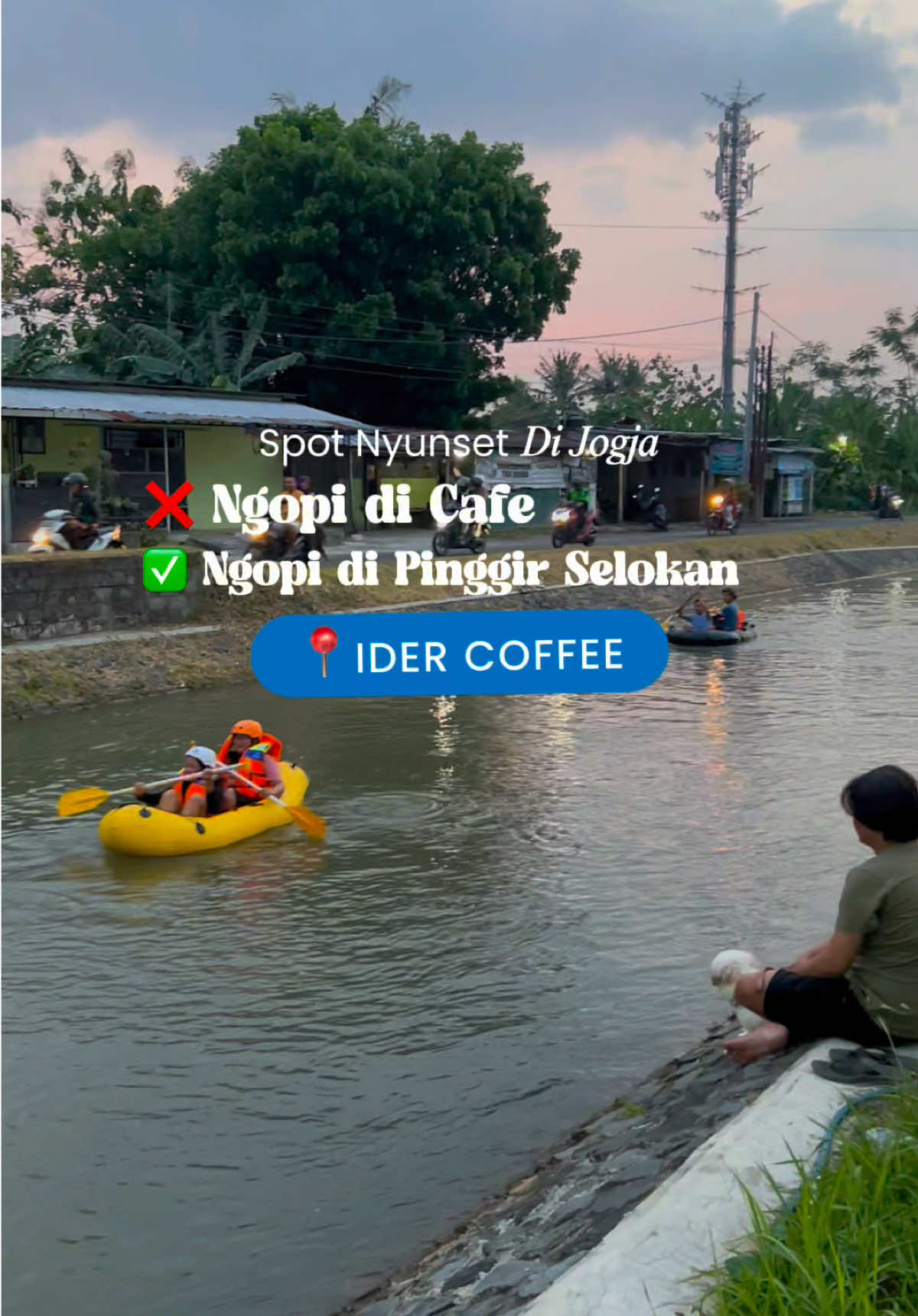 Nemuin street coffee di pinggir Selokan Mataram yang ternyata recomended. Menunya ada kopi dan non kopi, pastry juga ada. Dari segi rasa ini enak loh, ga kalah sama yg di cafe-cafe. Padahal harganya masih affordable. Bonusnya lagi bisa sambil lihat orang-orang main Kano. Kamu juga bisa bawa anabul kesayanganmu disini.  📍 @iDer Coffee       ( Gmaps : SD Negeri Mayangan ) #coffee #streetcoffee #kopijogja #placetogojogja #petfriendly 