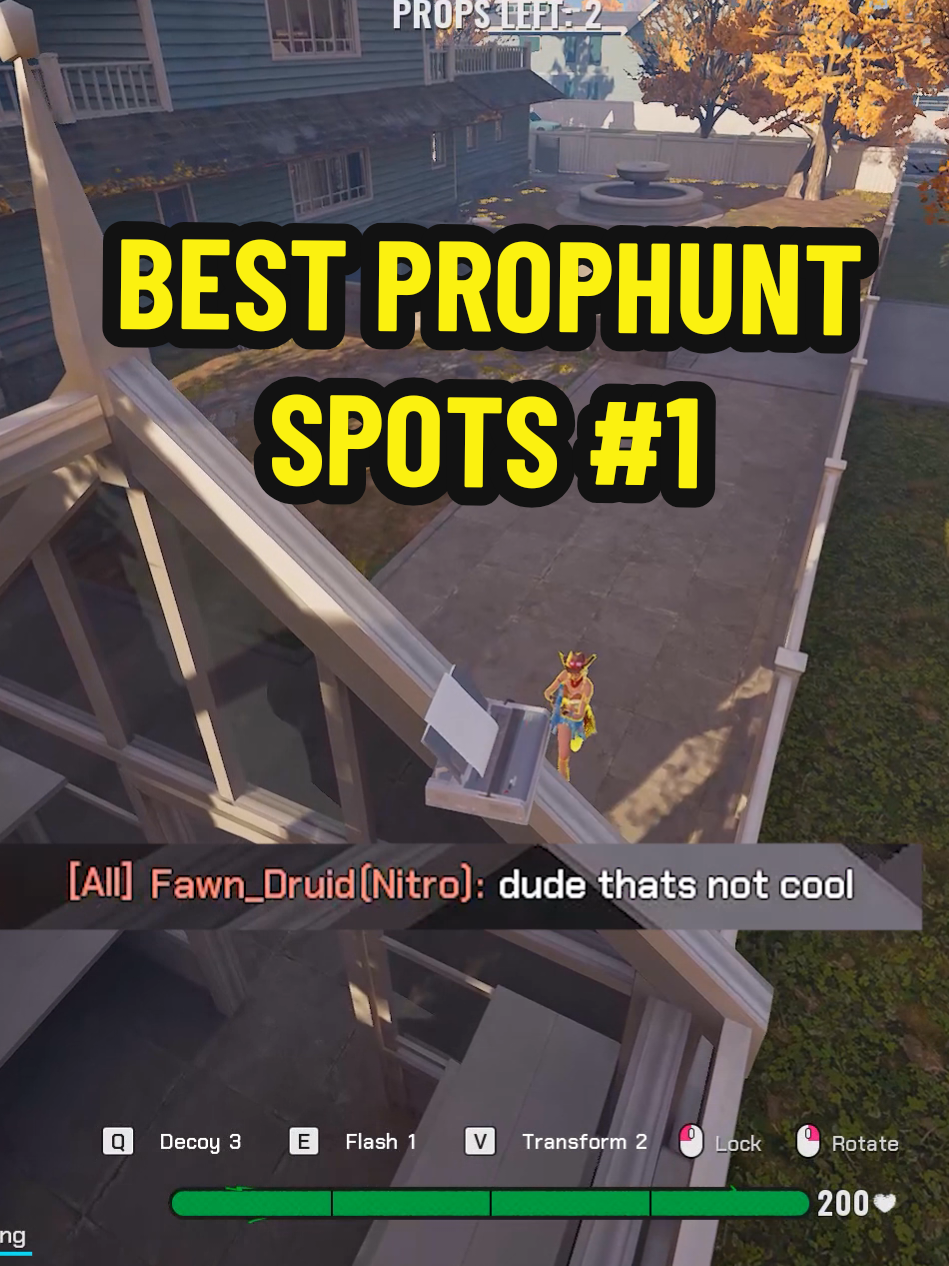 Prophunt on Fragpunk is super fun 😂 Here is a broken spot for hiders aka props on the map Surburbia. Keep spamming jump on the fences/gate shown in the video to get up here. To counter this spot as a seeker or lancer just climb the same dark gate then max melee lunge from the same spot to the same corner of this small white house. Good luck 👀 #fragpunk #fragpunkpartner #fragpunknews #punkpartner #prophunt 