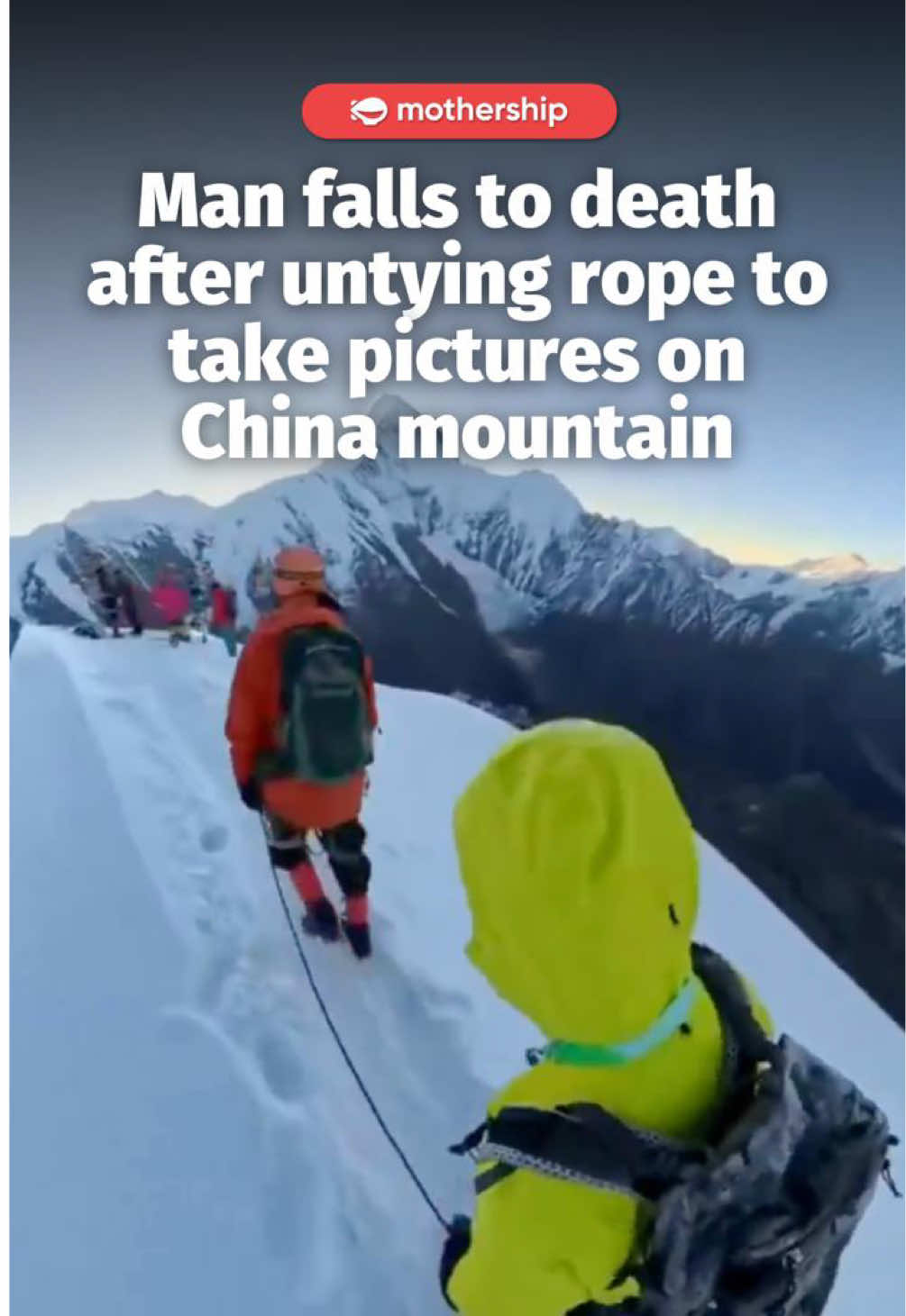 The hiker, who was in his 30s, had been scaling Sichuan's Nama Peak for the first time on Sep. 25, according to local reports. He'd reportedly tripped and fell about 100m to 200m from the 5,588m mountain. #mountain #hike #news 