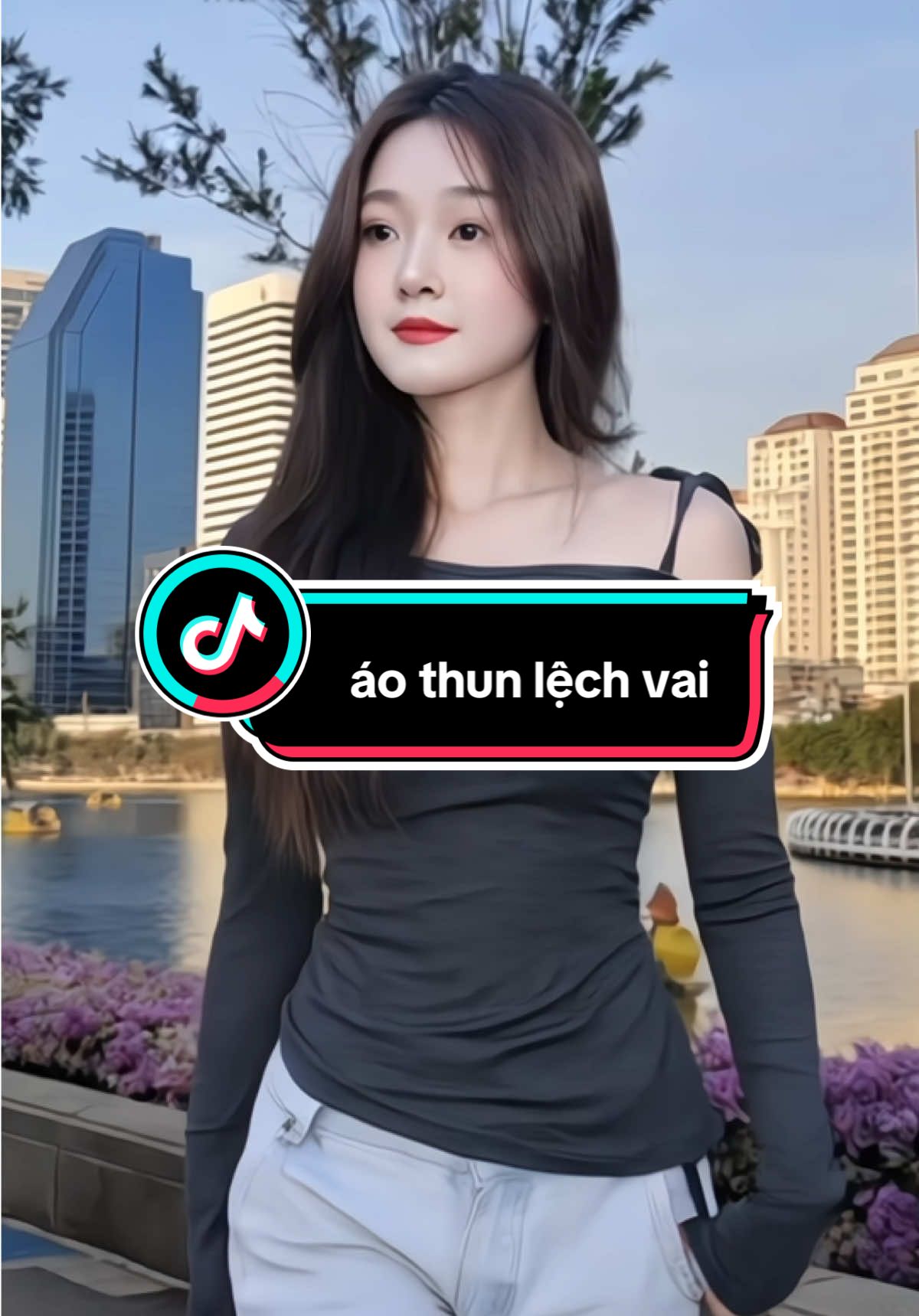 áo thun lệch vai rút dây bên hông #aothuntrevai #thoitrangnu #aokieuhottrend 