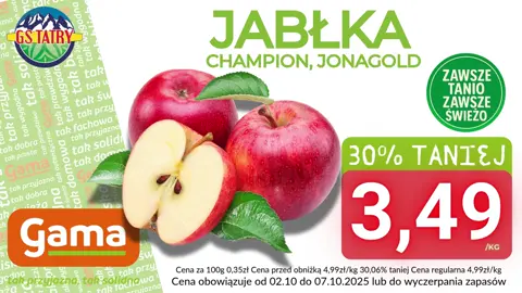 🛒 ASORTYMENT GAZETKOWY 02.10 – 07.10.2025 🛒 🥩 Szynka wieprzowa b/k – 15,99 zł/kg (-15,79%)  🌶 Papryka czerwona – 5,99 zł/kg (-25,03%)  🍐Gruszki – 4,99 zł/kg (-20,66%)  🍅Pomidory malinowe – 5,99 zł/kg (-25,03%)  🍎Jabłka Champion, Jonagold – 3,49 zł/kg (-30,06%)  🍇Winogrona białe – 8,99 zł/kg (-25,02%) 👉 Okazje ważne tylko do 07.10 – zapraszamy na zakupy! 🎉 #AsortymentGazetkowy #GSBukowina #BukowinaTatrzańska #BiałkaTatrzańska #Leśnica #Groń #Jurgów #Rzepiska #CzarnaGóra #Brzegi #Promocja #Okazja #TanieZakupy #Mięso #Szynka #Papryka #Gruszki #Jabłka #Pomidory #Winogrona #SmacznieITanio #OfertaSpecjalna