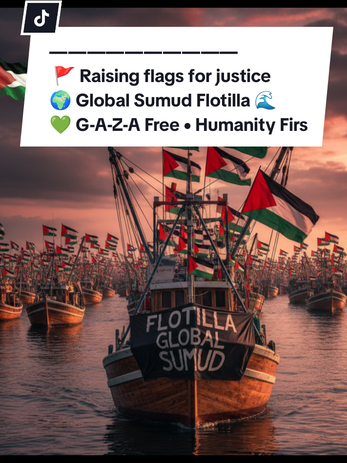 —————————————  🚩 Raising flags for justice 🌍 Global Sumud Flotilla 🌊 💚 G-a-z-a Free • Humanity First ___________________________ #gaza #globalsumudflotilla #free #humanity #phalastine🇵🇸 