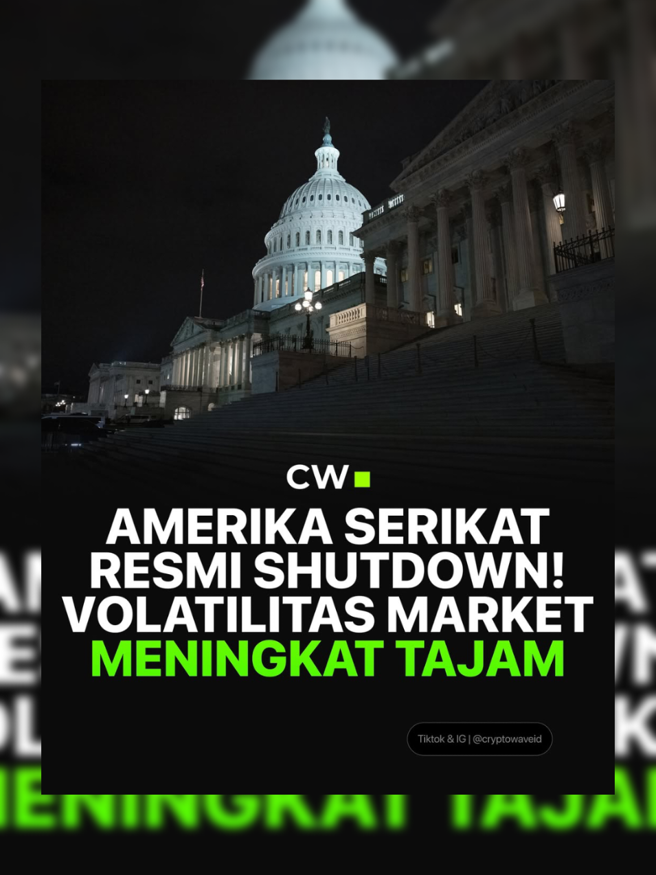 BREAKING NEWS 🚨🚨🚨...  Kongres Amerika Serikat melewati tenggat tengah malam tanpa meloloskan anggaran, memicu government shutdown pertama dalam hampir tujuh tahun. dan yang ketiga di era Presiden Donald Trump. Penutupan ini menutup sebagian besar layanan pemerintah kecuali tugas esensial, mengguncang pekerjaan ratusan ribu warga Amerika, serta mengacaukan layanan publik. Kebuntuan terjadi karena pertarungan subsidi layanan kesehatan yang dijadikan bahan tawar politik menjelang pemilu sela 2026. Menurut perkiraan Bloomberg Economics, jika penutupan berlangsung tiga pekan, tingkat pengangguran bisa naik ke 4,6%-4,7% dari posisi 4,3% di Agustus, karena pekerja yang dirumahkan sementara dihitung sebagai pengangguran. Trump bahkan menyarankan bahwa pemerintahannya akan menggunakan momentum ini untuk melakukan mass layoffs pekerja federal di luar skema furlough terhadap sekitar 750.000 pegawai. Langkah itu berpotensi memperburuk dampak ekonomi dan membuatnya bertahan lebih lama. Hal ini terjadi bersamaan dengan sekitar 150.000 pegawai yang meninggalkan birokrasi pada 1 Oktober akibat program pengunduran diri tertunda di bawah inisiatif Elon Musk's DOGE. Dengan gelombang pensiun dini dan pemutusan kerja sebelumnya, wilayah seperti Washington, DC diperkirakan bisa masuk resesi. Sejarah menunjukkan sebagian dampak shutdown bisa pulih, tapi tidak seluruhnya. Kantor Anggaran Kongres (CBO) mencatat ekonomi AS tidak pulih USD 3 miliar dari USD 11 miliar output yang hilang pada shutdown 2018-2019, terpanjang dalam sejarah AS. Shutdown ini juga menunda publikasi data penting, termasuk laporan ketenagakerjaan BLS yang dijadwalkan Jumat. Federal Reserve, yang tengah menimbang arah suku bunga, harus beroperasi tanpa data ekonomi krusial selama penutupan. Baik Demokrat maupun Republik belum menunjukkan tanda-tanda kompromi. Demokrat bersikeras agar subsidi kesehatan dan prioritas lain dimasukkan ke dalam rancangan stopgap spending bill. Sementara Partai Republik yang membutuhkan delapan suara Demokrat agar lolos di Senat, bersumpah akan terus memaksa pemungutan suara hingga oposisi menyerah.  #as #shutdown #cryptonews #cryptowave #gabrielrey 