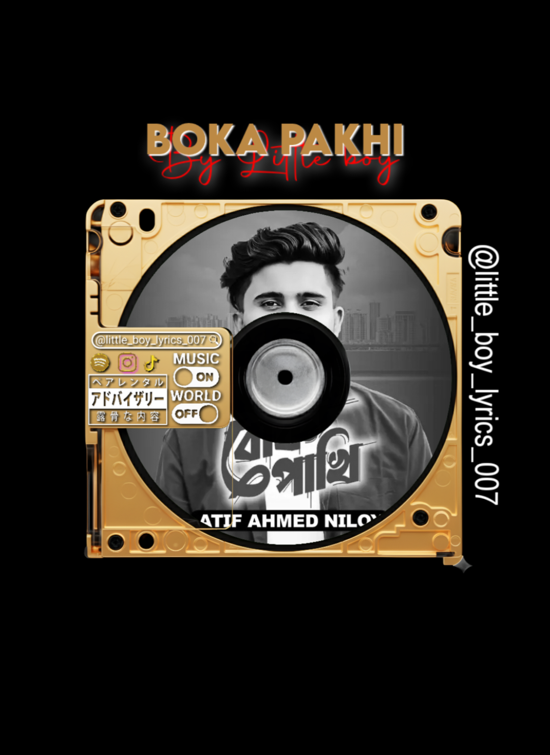Boka pakhi >>> 🖤 #little_boy_lyrics_007#lyrics_song#lyricsvideo#treanding#foryou@TikTok @For You @TikTok Bangladesh 