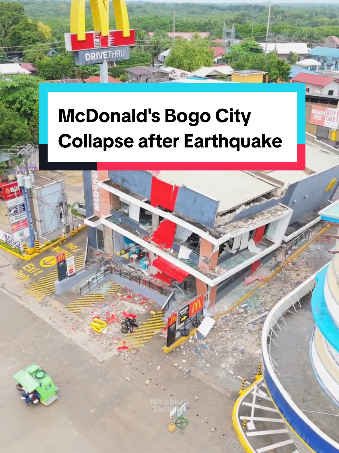 Collapsed Aerial View of McDonald's Bogo City after 6.9-magnitude earthquake hits Cebu. #earthquake #bogocitycebu #philippines #cebu #trending 