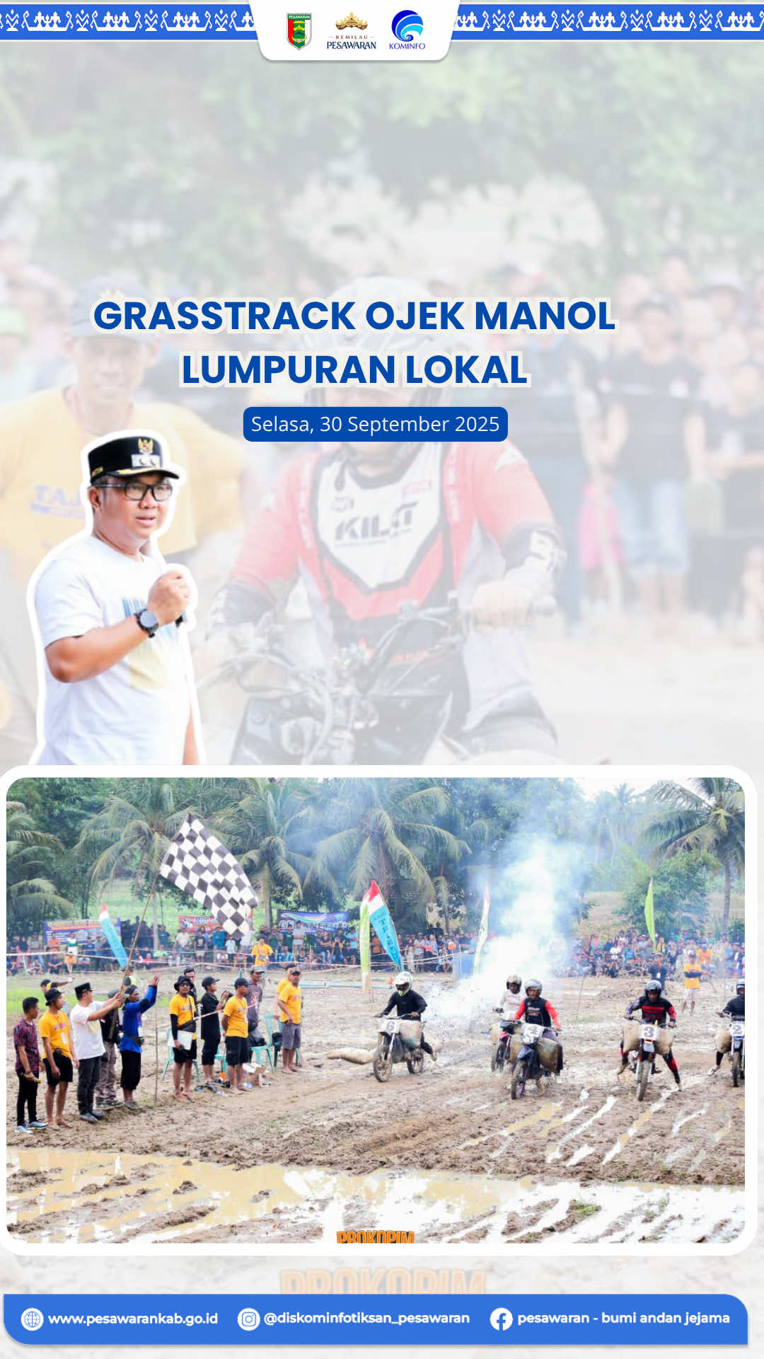 Wakil Bupati Pesawaran Antonius Muhammad Ali, menghadiri acara Gestrek Ojek Manol Sirkuit Gang Asem, yang berlangsung di Dusun Sari Rejo, Desa Trisnomaju, Kecamatan Negeri Katon, pada Selasa (30/9/2025). Gelaran Gestrek Ojek Manol di Desa Trisnomaju ini merupakan kali pertama digelar. Berlangsung selama 17 hari, kompetisi ini diikuti oleh 217 peserta dari berbagai wilayah, termasuk luar Kabupaten Pesawaran.  Hadiah yang disiapkan pun cukup menarik, yakni juara pertama berhak membawa pulang seekor sapi, juara kedua sepeda motor listrik, juara ketiga seekor kambing, serta hadiah uang tunai bagi juara harapan. Dalam sambutannya Wakil Bupati  juga mengajak anak muda untuk berkegiatan positif salah satunya melalui kegiatan seperti ini yang mengangkat kearifan lokal daerah. #AndanJejama  #Pesawaran #NandaIndira #AntoniusMuhammadAli #NandaAnton