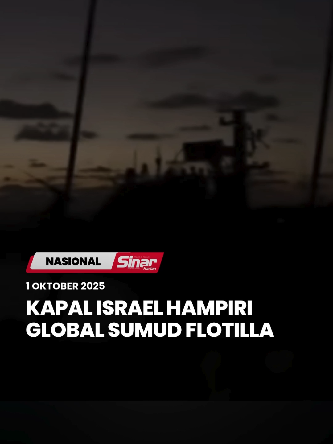 Sebuah kapal tentera Israel dilaporkan berada berhampiran Global Sumud Flotilla yang dalam pelayaran menuju ke Gaza. Menerusi hantaran Instagram Thiagoavilabrasil, susulan itu mereka telah diugut dan sistem komunikasi telah dirosakkan. #SinarHarian #SinarTerkini #GlobalSumudFlotilla #Global #GSF