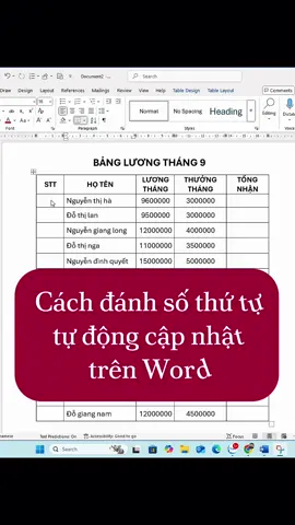 Cách đánh số thứ tự tự động cập nhật trên word #Phimtathayexcel #phimtattinhoc #phimtatexcel #meotinhoc #cachdanhsothututudongcapnhattrenword 