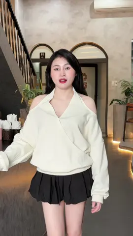 Áo sweater hở vai #thoitrangnu #lanbun🛍️ 