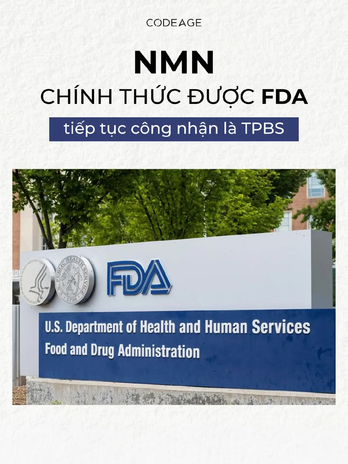 Trong lĩnh vực chăm sóc sức khỏe và chống lão hóa, NMN đã và đang là một cái tên gây chú ý. Và một tin tức quan trọng vừa được công bố, xác nhận vị thế của NMN: Cơ quan Quản lý Thực phẩm và Dược phẩm Hoa Kỳ (FDA) đã công nhận lại NMN là một TPBS hợp pháp. Đây là một bước ngoặt đáng kể, đặc biệt sau những động thái gây tranh cãi trước đó của FDA. --- Sản phẩm được nhập khẩu và phân phối bởi công ty TNHH CHIS Việt Nam. ⎯ Website: http://codeage.vn/ ⎯ Hotline: 096 616 39 27 ⎯ Email: info@codeage.vn ⎯ Instagram: codeagevietnam ⎯ Tiktok: codeagevietnam . #Codeage #CodeageVietnam #NMN