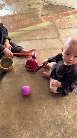 Tiểu nghịch mang Pháp khí gõ mõ dưới vũng nước  Vi khuẩn ở đó cũng niệm Nam Mô...#thichgiactam #xuhuong #trungthu2022 #mebimsua #thichminhtue 