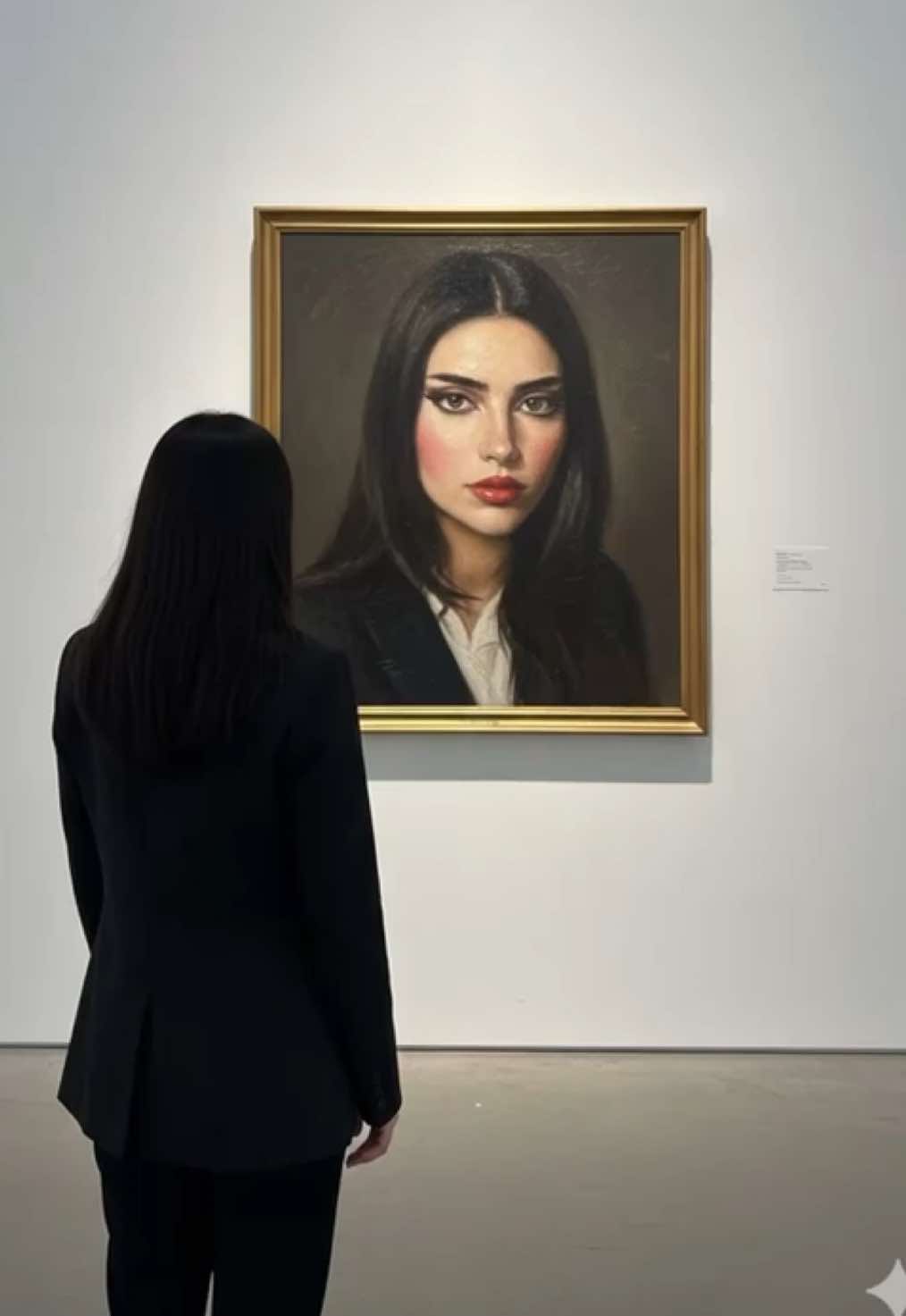 كأني ألتقي بنفسي من جديد، ملامحي على اللوحة.. وأنا أمامها، بين اللحظة والصورة، أكتشف أنني ما زُلت أنا.      #fyp #ai #لوحة_فنية #اكسبلورexplore #foryoupage 