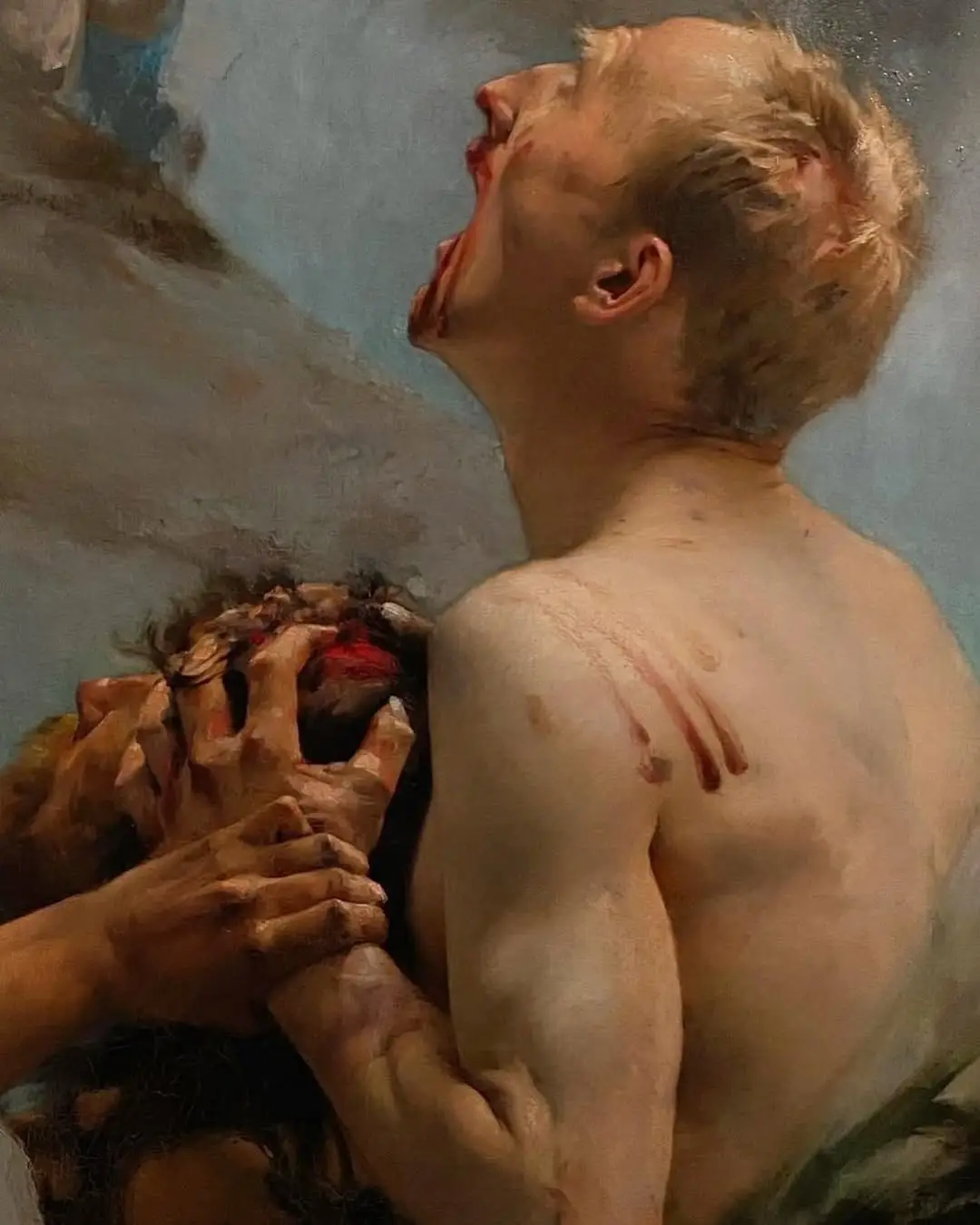 (1852–1923) 299 x 215 cm Musée des Beaux-Arts et d’Archéologie de Besançon, France Gustave Courtois’ Dante et Virgile aux Enfers transports the viewer to the frozen abyss of the Ninth Circle of Hell, where traitors to their homeland suffer an eternity entombed in ice. Inspired by Dante Alighieri’s Inferno, Courtois vividly captures the harrowing moment when Dante and his guide Virgil confront the damned souls of traitors imprisoned in the icy wasteland of Cocytus. Dante, clad in his distinctive red robe, follows closely behind his guide, the ethereal Virgil, who wears a flowing white garment and a laurel crown. Their expressions reveal a mixture of awe, horror, and sorrow as they traverse the frozen terrain of Cocytus, where traitors are entombed in ice. Faces of the damned emerge from the icy prison—some in agony, others frozen in eternal despair. The most haunting detail is the depiction of Count Ugolino della Gherardesca, whose punishment is to perpetually gnaw on the skull of his nemesis, Archbishop Ruggieri degli Ubaldini. Ugolino, driven by vengeance and madness, is shown clutching Ruggieri’s head with savage intensity, his blood-stained mouth a grim testament to the cycle of hatred and betrayal. Courtois captures the anguish in Ugolino’s expression—his sunken eyes, his contorted muscles—and invites the viewer to confront the horror of eternal retribution. The icy landscape adds another layer of symbolism, evoking not just physical torment but the emotional coldness of betrayal. The lifeless, pale tones of the surroundings contrast starkly with the vibrancy of Virgil’s white and Dante’s red, emphasizing their role as living witnesses in a realm of the damned. What does it mean for a soul to be consumed by vengeance for eternity? Is Ugolino’s punishment just, or is it a perpetuation of the cruelty he once endured? Courtois forces us to grapple with these unsettling questions as we stare into the abyss of human suffering and moral ambiguity. #art #fypシ #لوحات #orchadelisa #orchadelisaart 