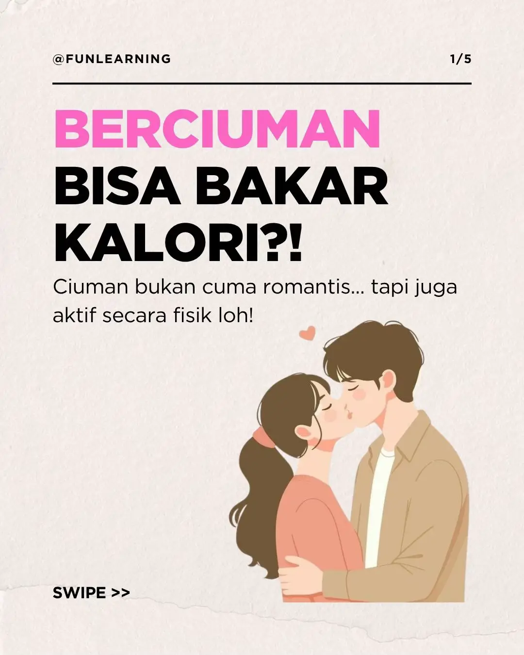 Siapa bilang romantis itu ga produktif? 💋 Ternyata berciuman bisa bantu bakar kalori, lho! Bahkan bisa turunin stress dan awet muda juga.  Coba tag pasanganmu! Dan bilang “Kita olahraga versi romantis yuk!” 😘 #fyp #funfacts #couplestiktok #creatorsearchinsights #kiss 