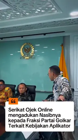 Serikat ojek online mengadukan nasibnya kepada Fraksi Partai Golkar terkait kebijakan aplikator.