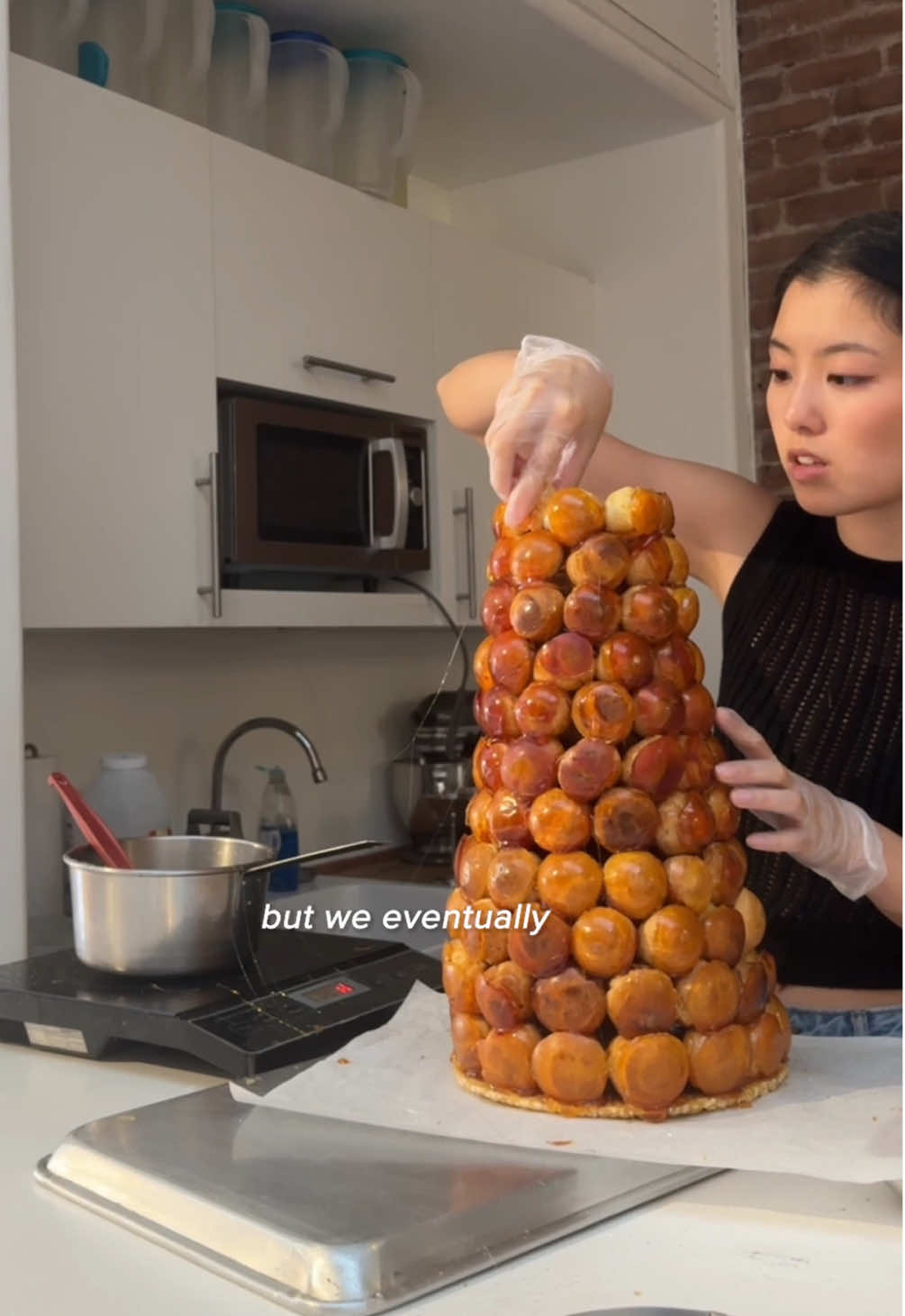 made it out alive… with only one burn 😅 #croquembouche 