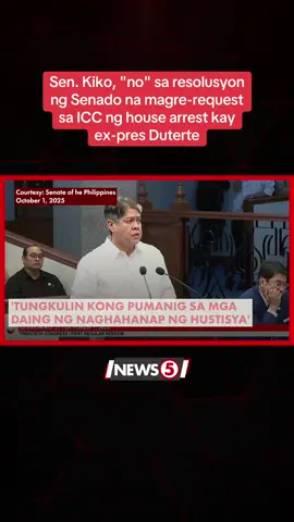 ‘PUMANIG SA MGA DAING NG NAGHAHANAP NG HUSTISYA’ Bagaman naiintindihan ani Sen. Kiko Pangilinan na may basehan ang ‘humanitarian consideration’ sa sitwasyon ni ex-pres. Rodrigo Duterte, bumoto siya ng 