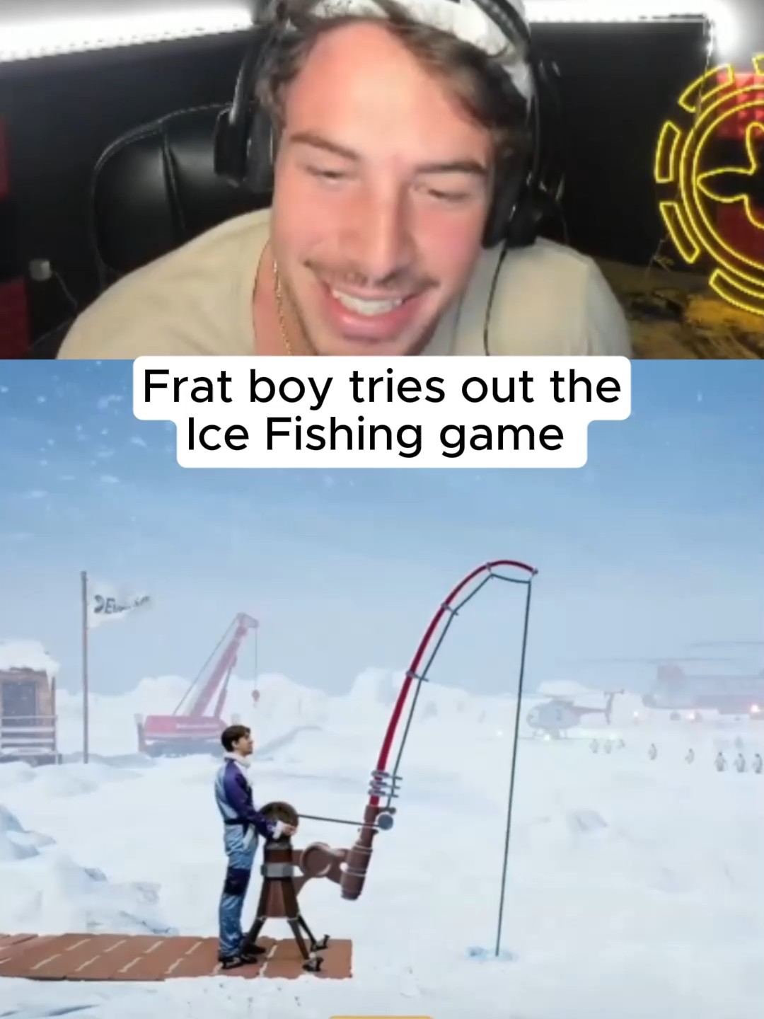 Frat boy tries out the ice fishing game #kickstreaming