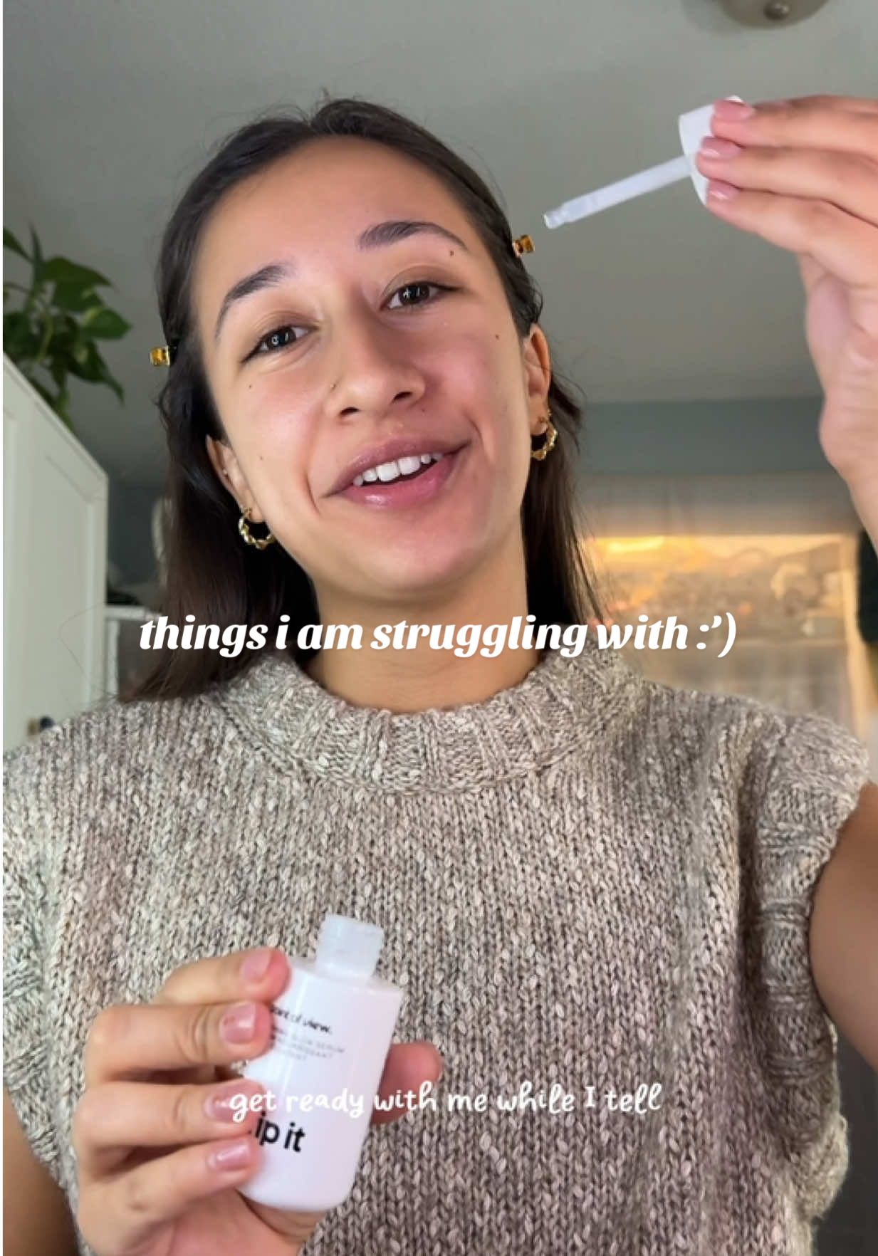 three things i am currently working on to take better care of myself: 1) not eating when im hungry  2) working out in the morning  3) negative self talk i hope you enjoy videos like these, and lmk if there is anything else you’d like to see in the comments! much love 🤍✨ #takingcareofme #grwme #grwmchitchat #badhabits #goodmindset  @Point of View Beauty @Tower 28 Beauty @Kosas @DODO. @loréal paris usa @Too Faced @rhode skin 