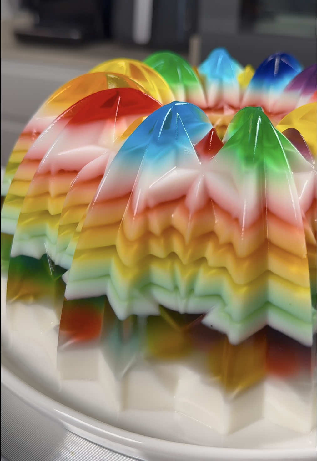 new style of rainbow jelly cake 🌈🌈🌈 yes or no ?  #asmr #dessert #jelly #jellycake #fyp 