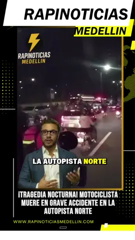 ¡Atención Medellín! La noche del miércoles 30 de septiembre se tiñó de luto cuando un motociclista perdió la vida en un violento accidente de tránsito sobre la Autopista Norte, a la altura de los talleres del Metro.   El siniestro provocó un fuerte caos vehicular en la zona y obligó a las autoridades a recomendar vías alternas mientras se realizaban labores de atención y levantamiento del cuerpo.   Por ahora, las causas exactas del choque siguen bajo investigación, pero testigos relatan que el impacto fue tan fuerte que detuvo el flujo de vehículos por varios minutos.   Comente y comparta esta noticia.   #AtenciónMedellín #RapinoticiasMedellin #PeriodismoConSentidoSocial #Accidente #AutopistaNorte 