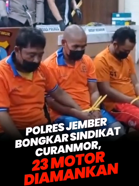Polres Jember berhasil membongkar sindikat pencurian kendaraan bermotor dengan menangkap tiga tersangka, menyita 23 unit motor, serta menetapkan satu orang sebagai DPO. Para pelaku dijerat dengan pasal pidana sesuai perannya masing-masing. #PolresJember #Curanmor #Kriminal #Satreskrim #Jember 