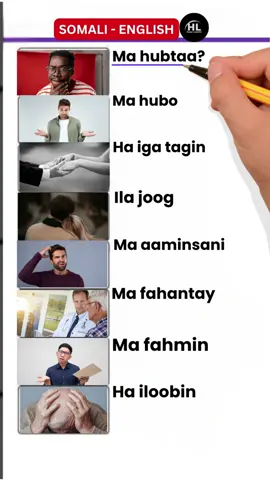Learn English and Somali #englishiyosomali #somalitoenglish #hoygaluqadaha 