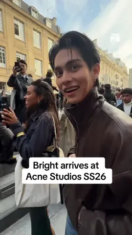 Bright arrives at @acnestudiosofficial SS26 show in Paris #AcneStudiosSS2026xBRIGHT #bbrightvc #PFW #DazedFashiontv #TikTokFashion 