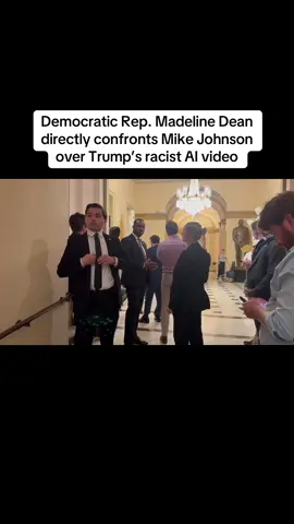 Rep. Madeleine Dean (D-PA) called out Speaker Mike Johnson to his face over Trump's recent racist AI video on Truth Social.