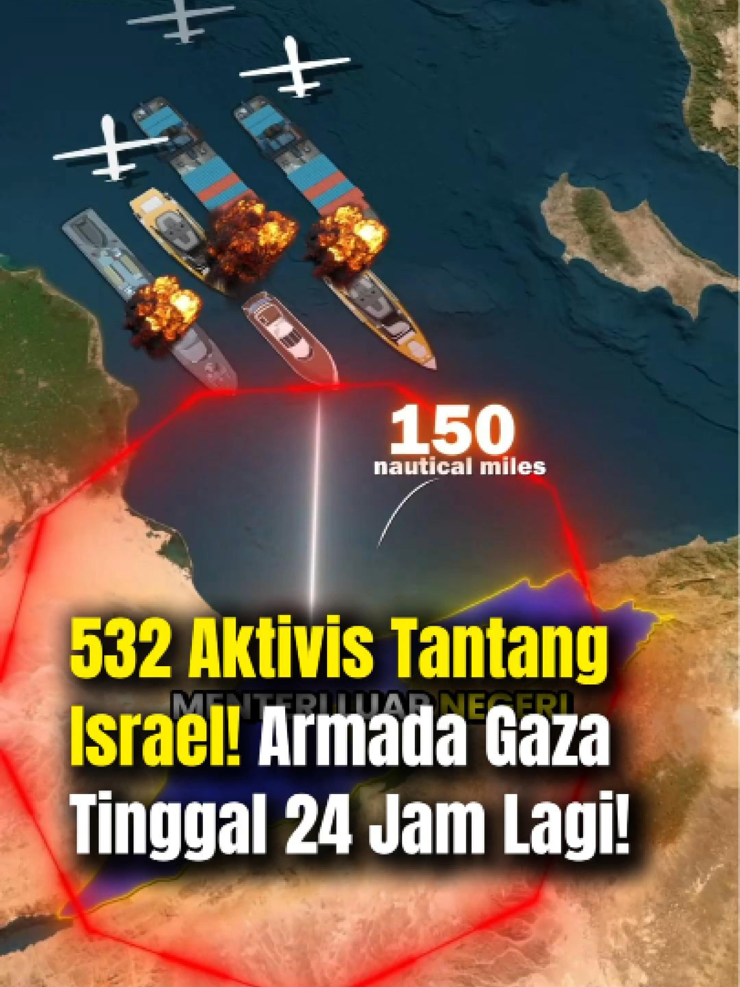 Breaking News! Armada Flotilla Gaza tinggal 24 jam lagi menuju Palestina! Sebanyak 42 kapal dengan 532 peserta internasional kini memasuki zona bahaya, hanya berjarak 150 mil laut dari Gaza. Israel sudah mengancam tidak akan mengizinkan kapal masuk ke wilayah konflik, bahkan menyiapkan drone dan kapal perangnya. ❓Pertanyaannya: Akankah Armada Gaza berhasil menembus blokade Israel? Dunia kini menunggu detik-detik bersejarah ini. #FlotillaGaza #SavePalestine #GazaUnderAttack #FreePalestine #PrayForGaza #ArmadaKapalGaza #StopTheWar #StandWithPalestine #JusticeForPalestine #GazaResist #gaza #palestina #israel #war
