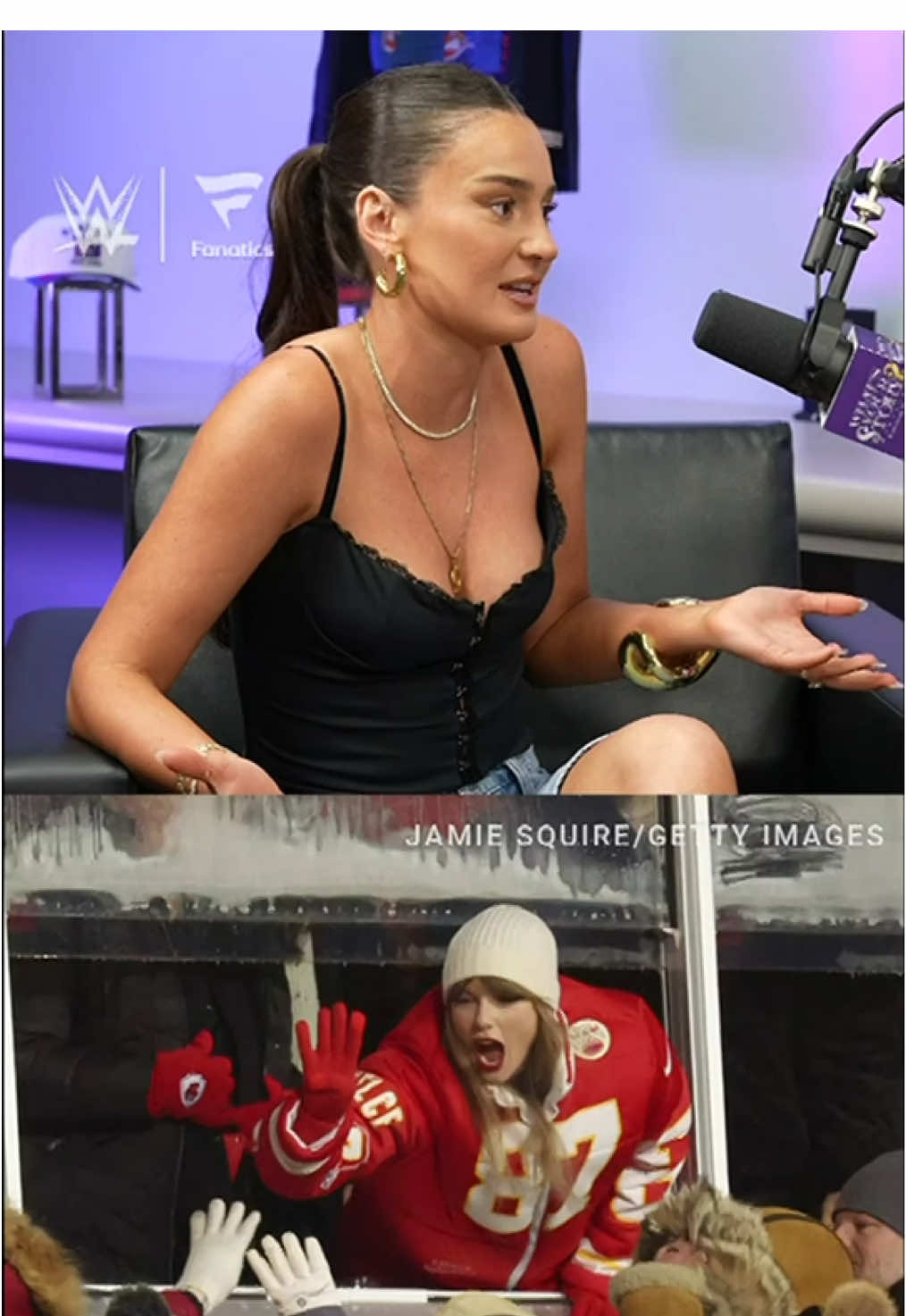 Hear the wild story behind @Kristin Juszczyk’s commercial success and how she got @Taylor Swift and @Taylor Lautner to wear her creations! Also… @George Kittle as a #WWE Superstar? Check it out tomorrow on an all new #WhatsYourStory @Elyse Dudzinski @WWE @Fanatics 