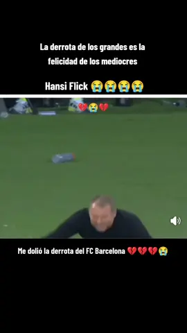 Técnico del FC Barcelona lloró cuando anotó el goool de victoria del Psg faltando 2 minutos para terminar el partido, el Barcelona cae en casa #💔💔 #😭😭 #barcelona #hansiflick #psg 