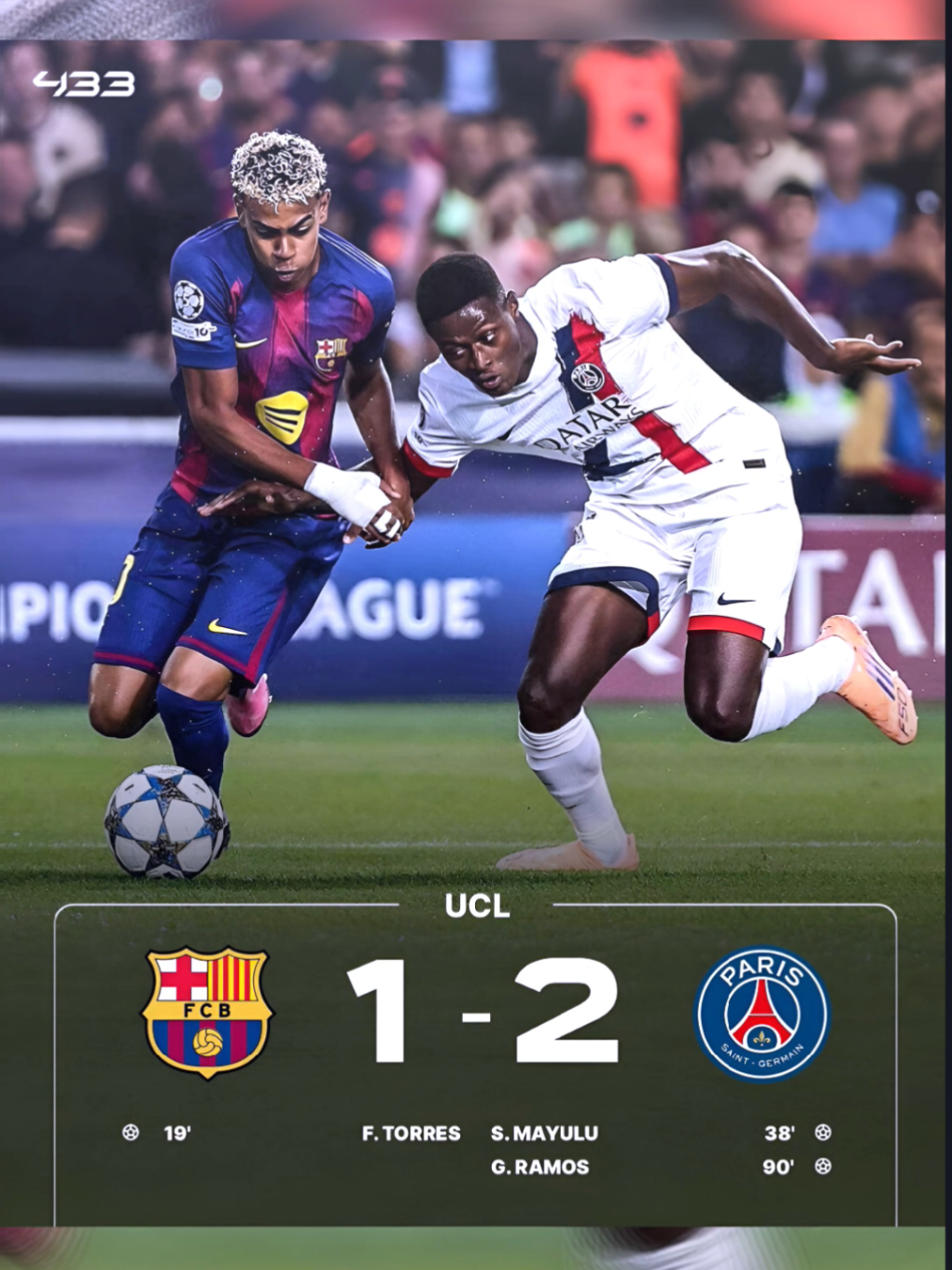 Barcelona (1-2) PSG tadi malam, Remontada PSG, G.Ramos mencetak gol kemenangan di menit 90, (+3) poin untuk PSG, NT Barcelona #fyp #viral #sepakbola #barcelona #psg 