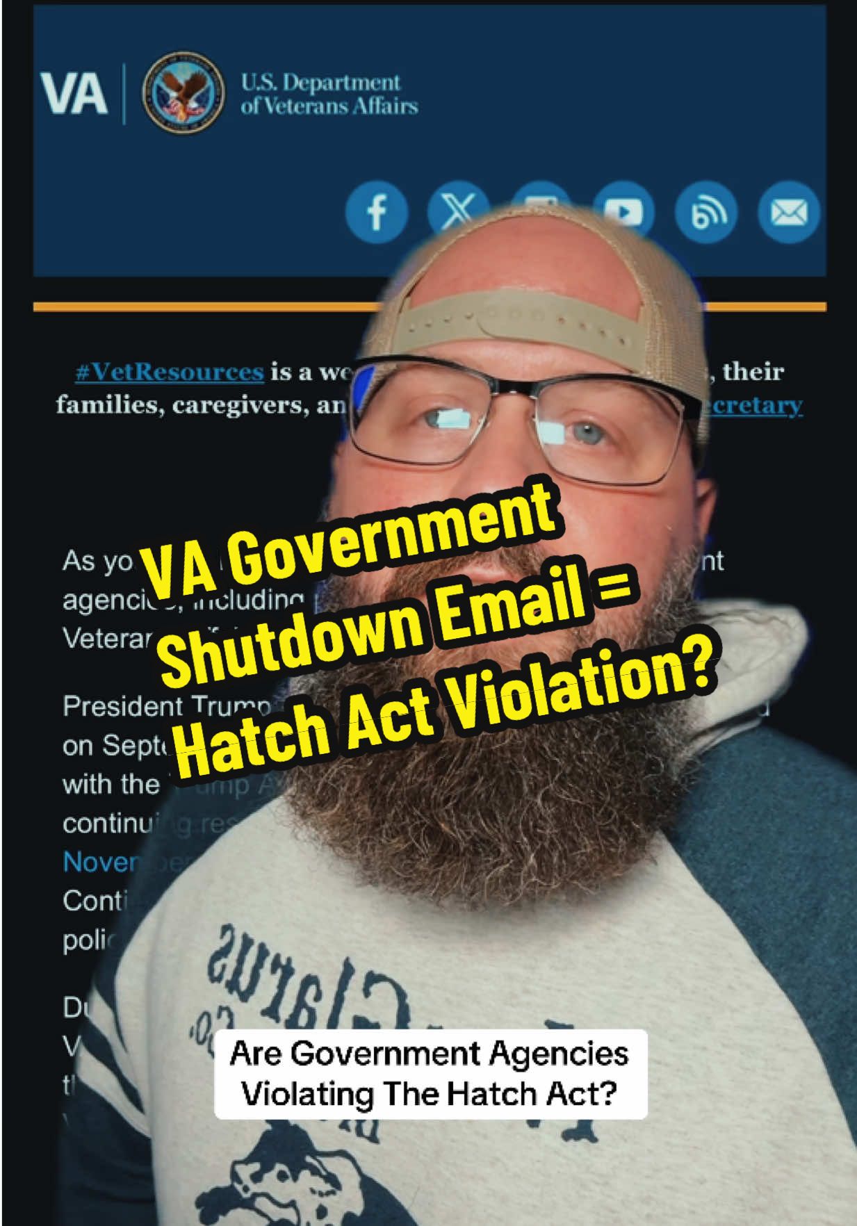 Is this a Hatch Act violation? 🤔 The Department of Veterans Affairs sent out an email during the government shutdown saying “President T opposes a lapse in appropriations… Unfortunately, Democrats are blocking this.” But under 5 U.S.C. §§ 7321–7326 (the Hatch Act), federal employees cannot “use their official authority” to engage in partisan politics while on duty. Veterans deserve facts, not partisan spin…so is this illegal political messaging from the VA during the government shutdown, or just business as usual? @Legal Dad @Attorney_Di @Mike Van Someren @mdg650hawk @Barrister428 @Democrats @MSNBC @cbsnews @CNN @nbcnews @📺The News Girl 📰 @Cory @Senator Cory Booker @Bernie Sanders @Alexandria Ocasio-Cortez @Ro Khanna  #GovernmentShutdown #veterans #VA #Politics #veteransaffairs