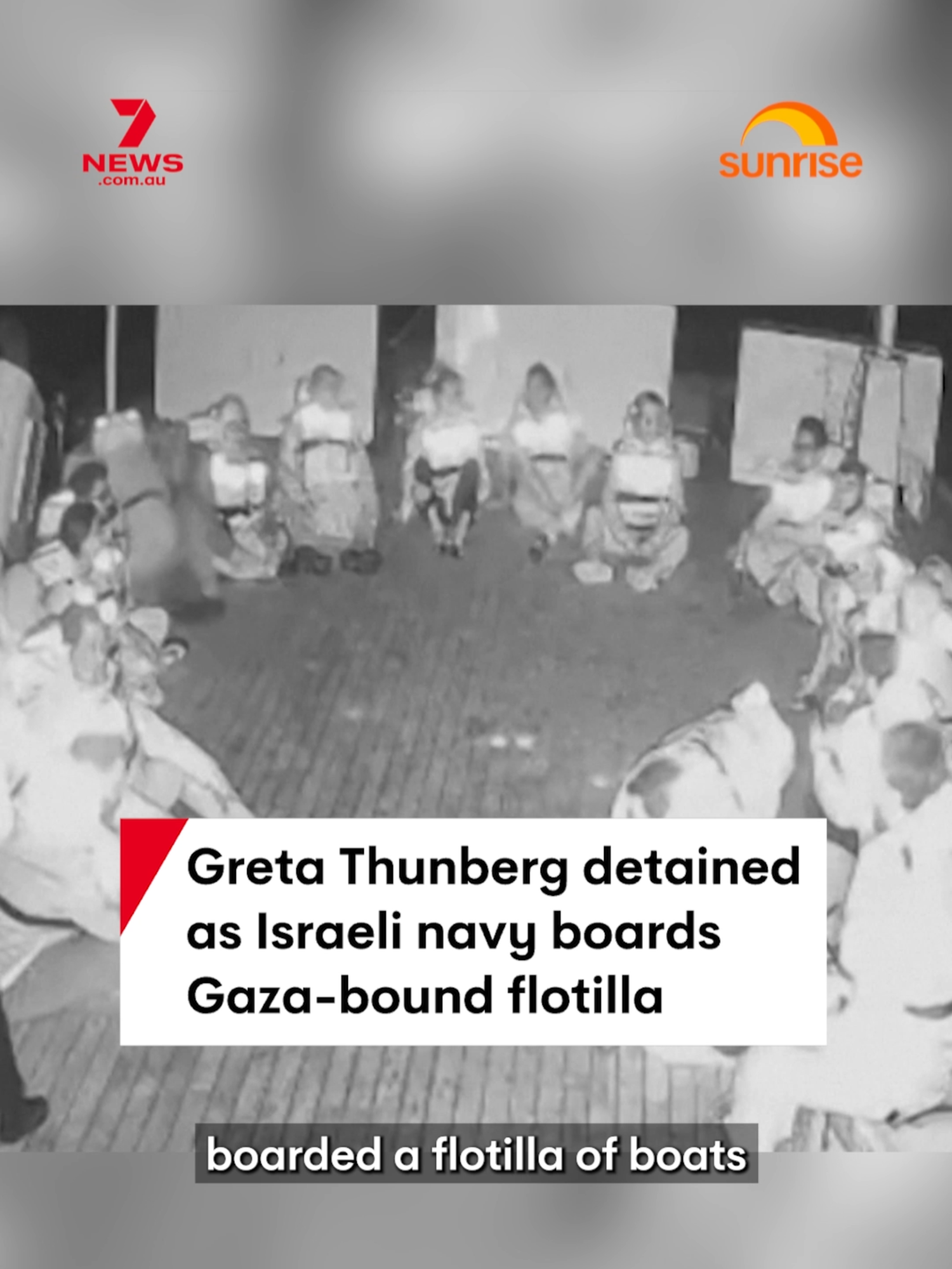 The Israeli navy has intercepted a flotilla of more than 40 boats carrying aid, sailing towards Gaza. Swedish political activist Greta Thunberg has been detained, along with many more people on board.  Israel's Foreign Ministry said several vessels that form part of the Global Sumud Flotilla had been 