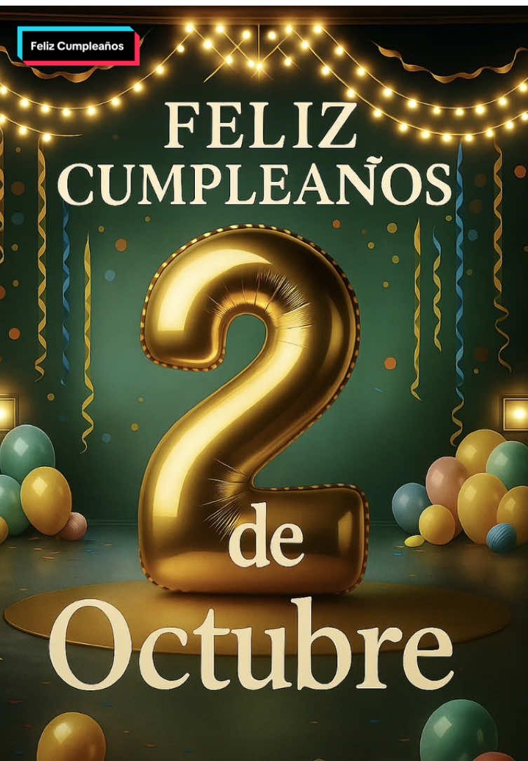 #cumpleaños Feliz cumpleaños a todos los nacidos el 2 de octubre! 🎉🎂 Hoy celebramos un día lleno de magia, amor y momentos especiales, ¡y este video está hecho solo para ti! 🌟 Comenzamos con una tarta de cumpleaños dorada, decorada con el número 2 de octubre 🎂, rodeada de una deslumbrante explosión de fuegos artificiales 🎆 que ilumina tu día de una manera espectacular. Un cupcake colorido con una vela número 2 🧁 simboliza un nuevo comienzo lleno de sorpresas y bendiciones. Este video está lleno de detalles encantadores: un regalo de cumpleaños dorado explotando en glitter ✨, un corazón hecho de rosas rojas 🌹, y momentos tiernos, como un Schnauzer 🐶 con un Labrador 🐕 y un gato abrazando un pato 🐱🦆. ¡Toda la dulzura que te rodea hoy! Para hacer aún más especial este día, vemos montones de dólares dentro de un coche, representando prosperidad y éxito que te esperan en este nuevo año. También aparece una puerta rosada 🏡, simbolizando nuevas oportunidades llenas de amor y alegría. Una tarjeta de cumpleaños con un pastel rosado 🧁 en frente de ella y un número 2 dorado 💛 te desea un feliz cumpleaños lleno de bendiciones. Las copas de champán 🥂 brindan por tu felicidad y tus sueños por cumplir. La celebración culmina con una tarta de cumpleaños blanca con un topper de número 2 🍰, simbolizando todo lo bueno que está por venir. ¡Hoy celebramos tu vida, tu luz, y todo lo maravilloso que eres! 🎁 Que este nuevo ciclo esté lleno de éxito, amor y momentos inolvidables. No olvides darle like, compartir este video con tus seres queridos y seguirnos para más momentos llenos de magia y felicidad. 🎉💖 #felizcumpleaños #parati 