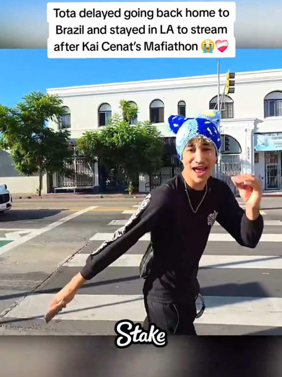 Tota delayed going back home to Brazil and stayed in LA to stream after Kai Cenat’s Mafiathon 😭❤️‍🩹 #tota #kaicenat 