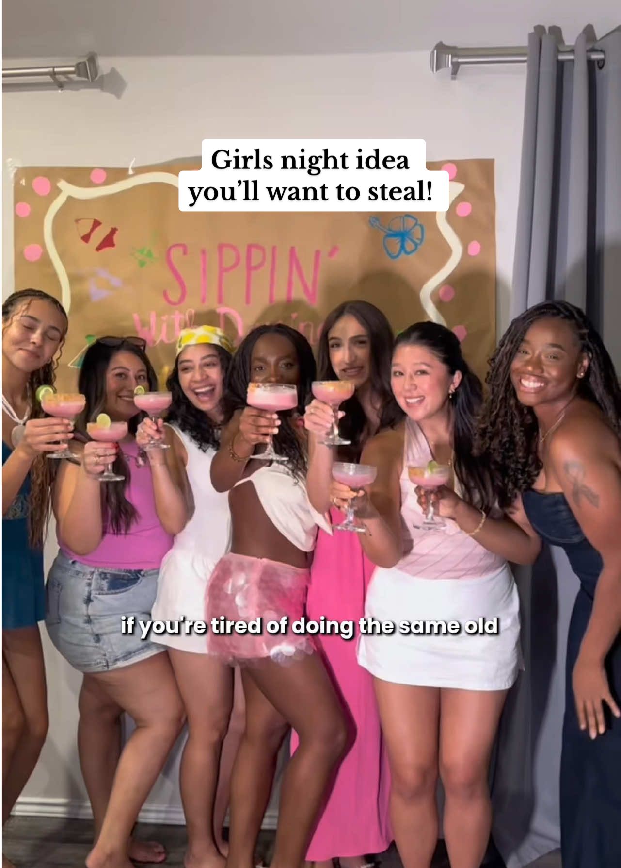Dinner + drinks again? 👀 Let’s spice it up! Try this girls night idea: everyone brings a themed cocktail or mocktail, you taste, score, and crown a winner. It’s the perfect mix of fun, creativity, and everyone leaves with new drink inspo 🥂 #girlsnightidea #cocktailcontest #hostingideas #girlsnightinspo // fall girls night ideas | ideas for spooky season.