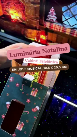 Luminária Natalina em LED Cabine Telefônica   #achadinhos #achadosshopee #luminaria #decoracaodenatal #decoration 