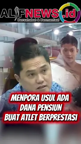 Menpora Usul Ada Dana Pensiun Buat Atlet Berprestasi, Menkeu Buka Suara Menteri Pemuda dan Olahraga Erick Thohir mengusulkan program dana pensiun khusus bagi atlet dan pelatih berprestasi sebagai bentuk penghargaan negara atas kontribusi mereka di ajang internasional. Usulan ini disambut positif oleh Menteri Keuangan, meski masih perlu kajian terkait dasar hukum, kriteria penerima, dan sumber pendanaan. Erick mencontohkan India dan Cina yang sudah lebih dulu menerapkan kebijakan serupa. #ErickThohir #Menpora #AtletBerprestasi #DanaPensiun #OlahragaIndonesia
