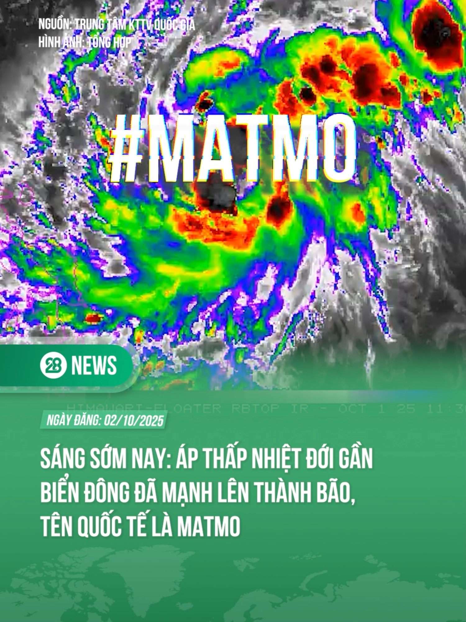 ÁP THẤP NHIỆT ĐỚI GẦN BIỂN ĐÔNG ĐÃ MẠNH LÊN THÀNH BÃO, TÊN QUỐC TẾ LÀ MATMO #theanh28 #theanh28news #tiktoknews #PAOLO #MATMO