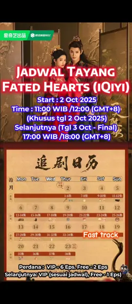 Title : Fated Hearts (iQiyi) Cast : Li Qin, Chen Zheyuan Total Eps : 38 Tayang Tgl : 2 Oct 2025 ----------------------------------- #fatedhearts #liqin #chenzheyuan #cdrama #rekomendasidramachina2025 