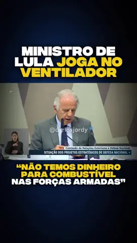 Ministro do Lula fala sobre a falta de dinheiro para comprar  combustível para aeronaves da Força Aérea Brasileira.  Ou o povo brasileiro acorda, ou em pouquíssimos meses seremos uma Venezuela tamanho Plus. 