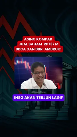 📉 IHSG Melemah Lagi! IHSG ditutup turun 0,21% ke level 8.043,82 usai aksi jual asing tembus Rp737 Miliar 💸 Saham big cap jadi korban! BBCA dilego Rp731,15 M & BBRI Rp445,87 M. Tak cuma bank, saham RAJA, ARCI, WIFI, hingga ADRO juga ikut ditekan. 🏦📊 Aksi net sell asing ini bikin pasar makin volatile… Akankah IHSG bertahan di atas level psikologis 8.000? 🤔🔥 ‼️Disclaimer : Postingan ini hanya bertujuan untuk edukasi, Bukan ajakan membeli atau menjual aset investasi _________ #ihsg #sahamindonesia #pasarmodal #netforeignsell #investorasing #tradingindonesia #marketupdate #ekonomiglobal #fyp #fypシ #AkademiBitorex #AkademiBitorex_Ltd