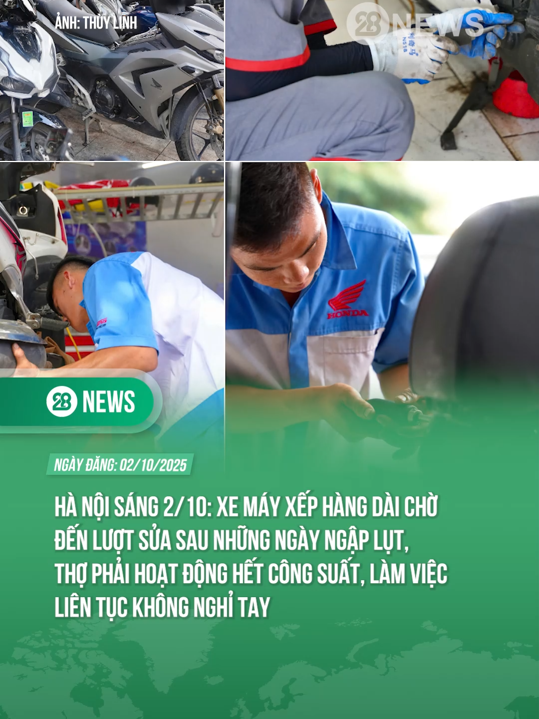 SAU NHỮNG NGÀY NGẬP LỤT, HÀNG DÀI XE MÁY CHỜ SỬA. THỢ PHẢI LÀM VIỆC HẾT CÔNG SUẤT, TAY CHƯA KỊP NGHỈ PHÚT NÀO #theanh28 #theanh28news #tiktoknews
