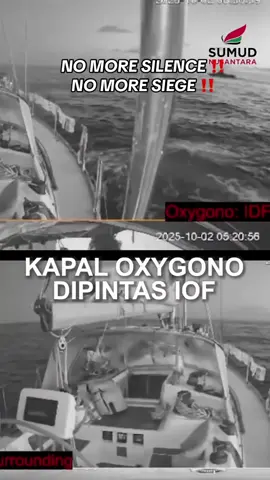 “Rakaman jelas menunjukkan pintasan oleh tentera isrel (IDF) terhadap Delegasi Global Sumud Flotilla (GSF) di perairan antarabangsa pada jam 6.56 pagi waktu Gaza .  Sehingga kini lebih 200 aktivis kemanusiaan GSF telah ditahan oleh IDF.  No more silence, No more Siege. “ Sumber : sumudnusantaraofficial #breakthesiege #globalsumudflotilla #alleyesonglobalsumudflotilla #fy #fyp 
