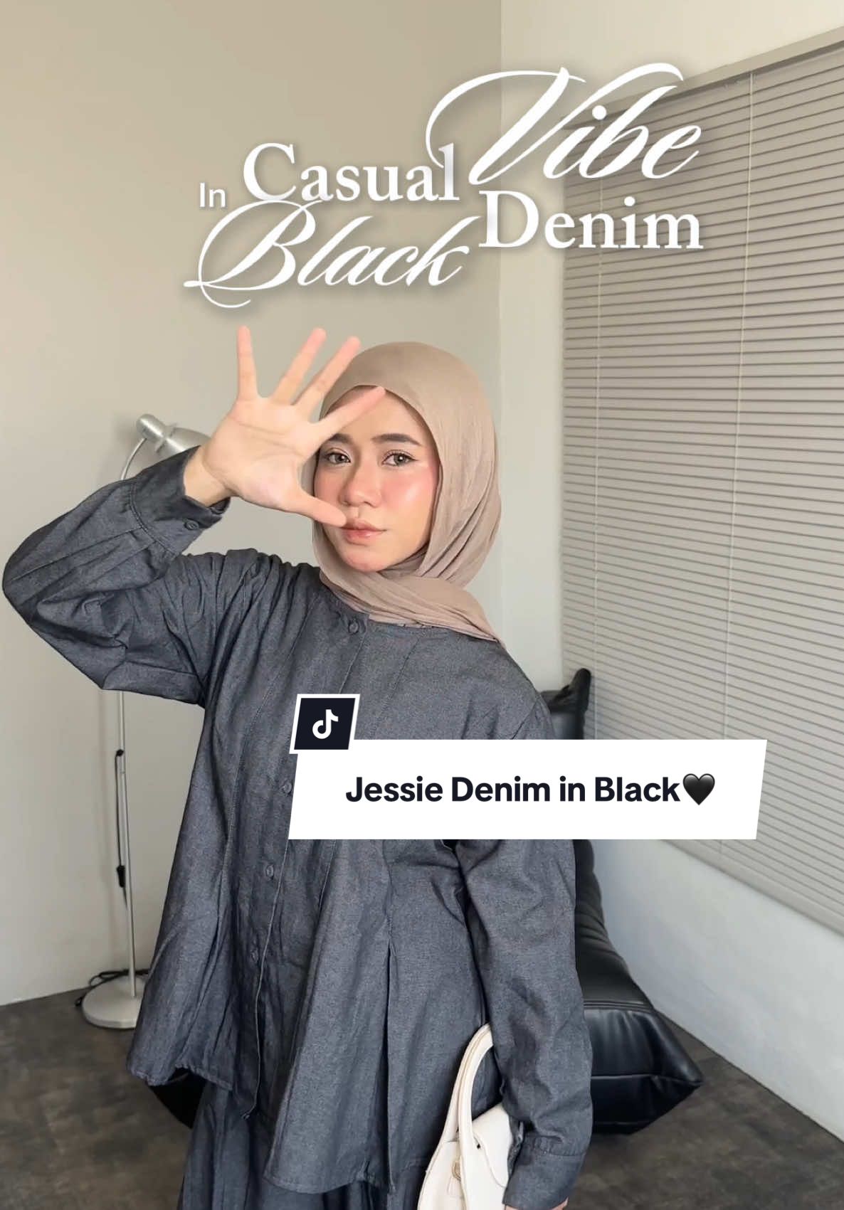 Vibe in Black Denim🖤💥‼️ #OutfitCheck #OneSet #rekomendasioutfit #outfitinspo #ootdhijab