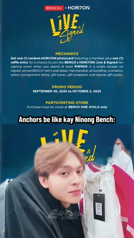 Today October 2, 2025 is your last chance to join the raffle for BENCH x HORI7ON Fan Sign Event. Kaya Sugod na mga Anchors sa Bench ONE AYALA Branch . For full mechanics just visit the official social media account of @Bench TM ❤️. @HORI7ONofficial  #HORI7ON #호라이즌 #viral #fyp #xyzabc 