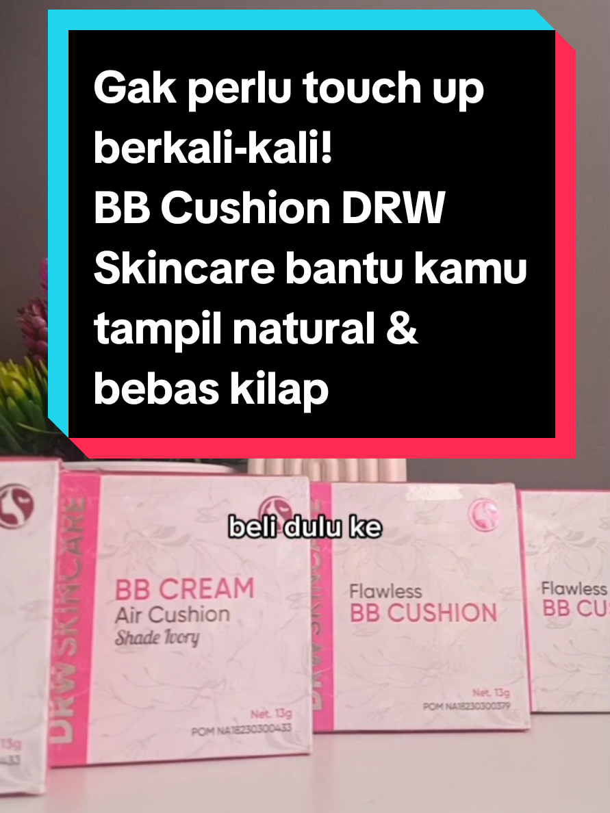 Gak perlu touch up berkali-kali! BB Cushion DRW Skincare bantu kamu tampil natural & bebas kilap seharian 💕 Ringan di kulit, tapi tetap coverage.  Udah coba belum? 😉 #BedakPadatDRW #MakeupNatural #KulitSehat
