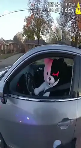 Monokuma gets pulled over and books it #sora2 #ai #monokuma #danganronpa  